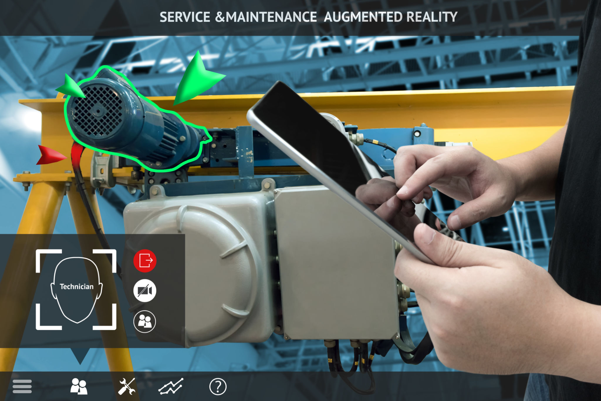 Worklink augmented reality headset next to an aviation diagram.
